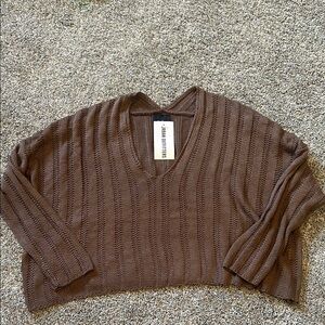 Urban Outfitters Lumiere Brown V-Neck Knit Sweater